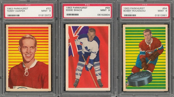 1963/64 Parkhurst Hockey PSA MINT 9 Trio (3 Different)